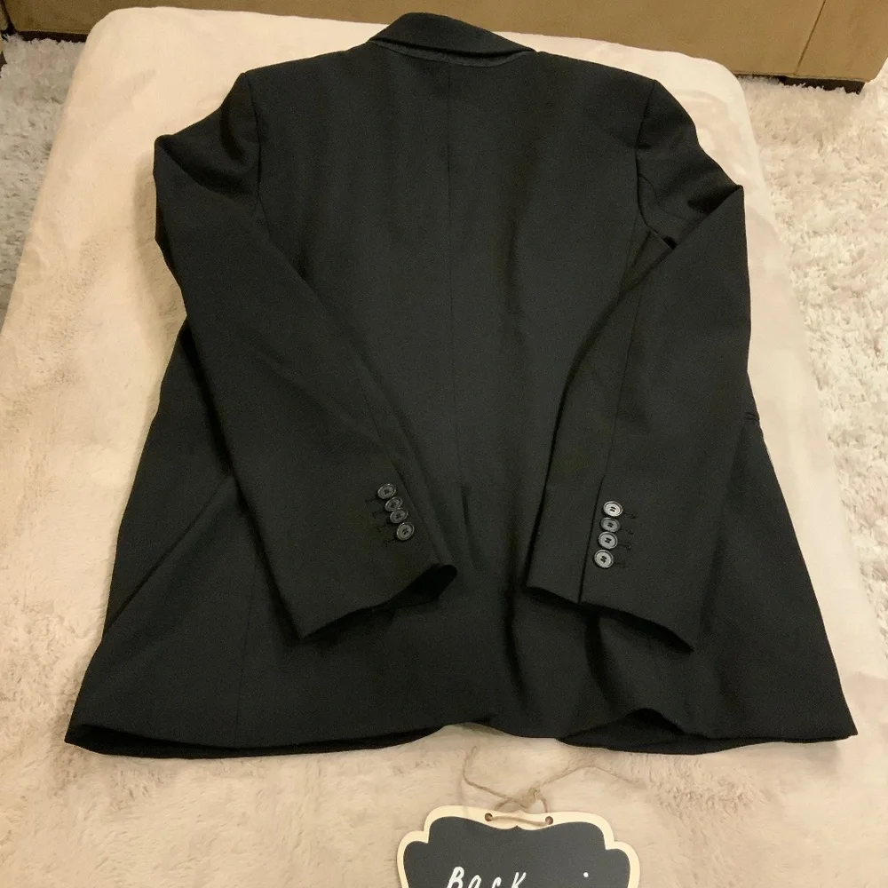 Ann Taylor Black 10 One button Blazer Quality Monochrome Minimalist Officecore